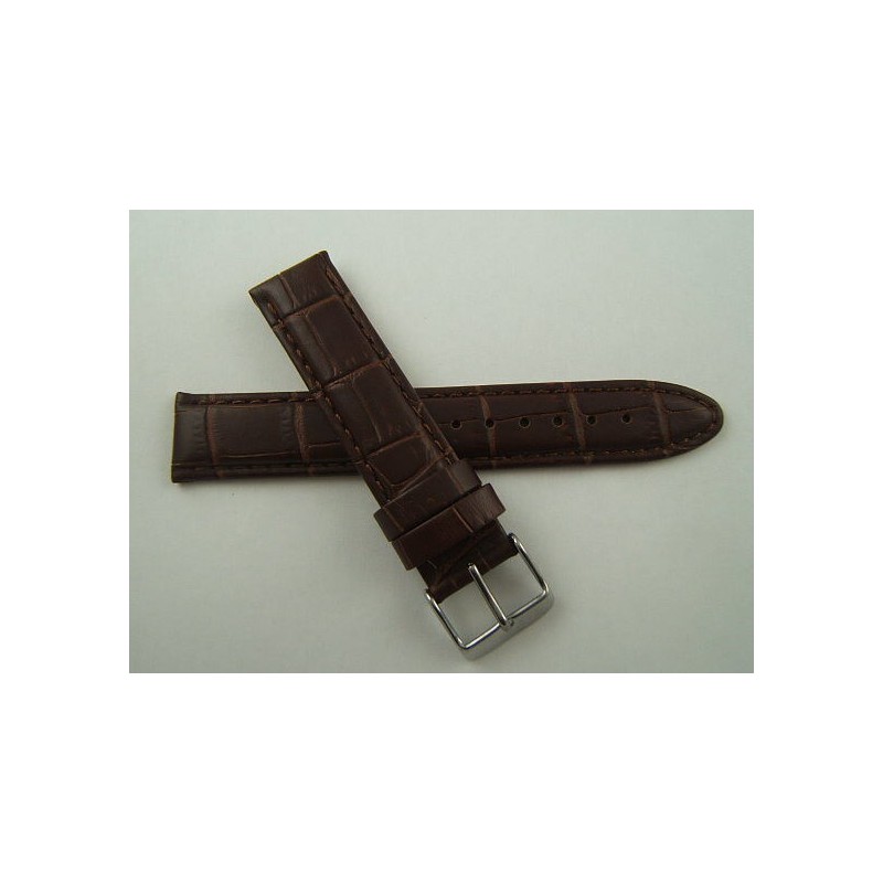 BRACELET EN CUIR MARRON TYPE ALLIGATOR GRANDES ECAILLES TAILLE 20 NEUF