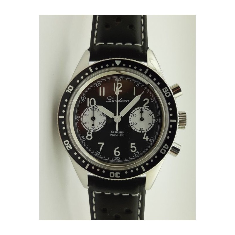 LANDERON CHRONOGRAPHE PILOTE PANDA MOUVEMENT A REMONTAGE MANUEL  TY2901-ST1901